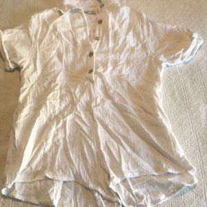 Maurie + Eve white button down romper